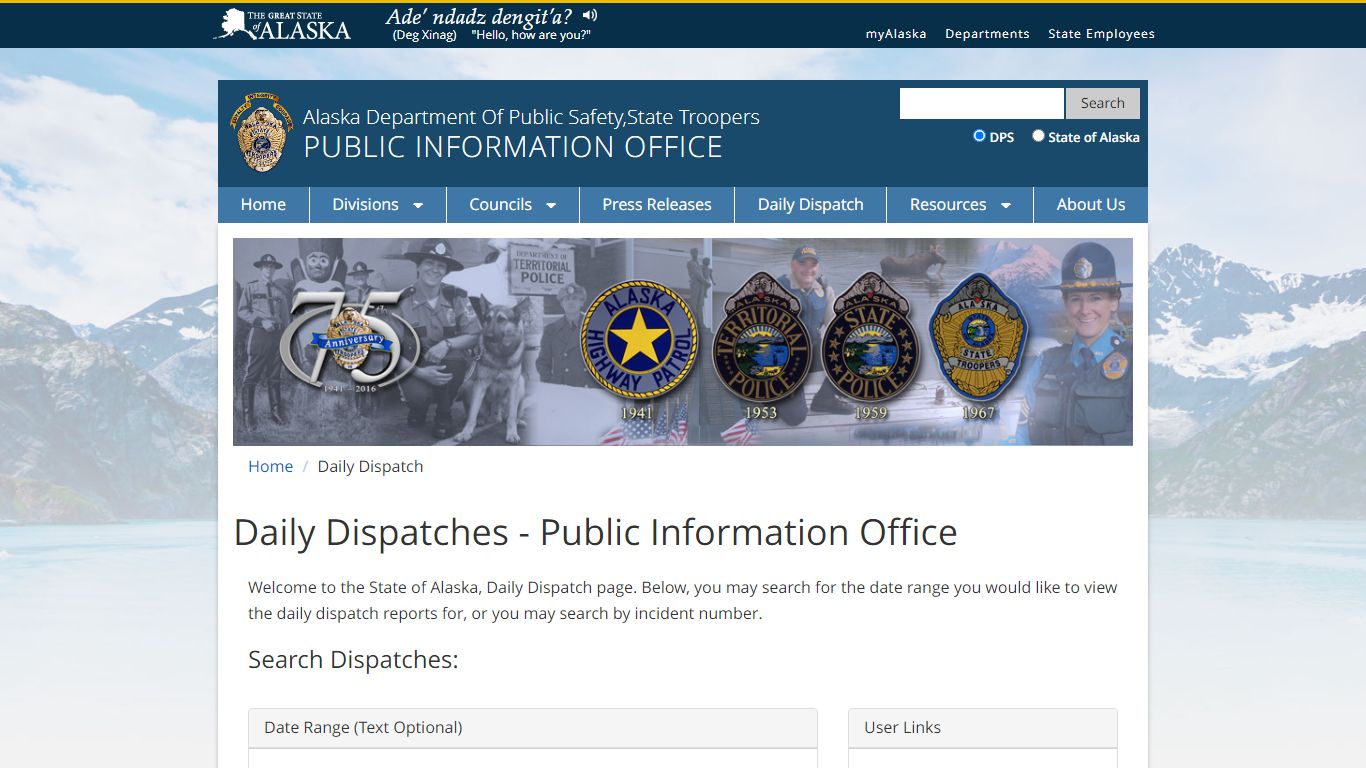 Department of Public Safety - dailydispatch.dps.alaska.gov